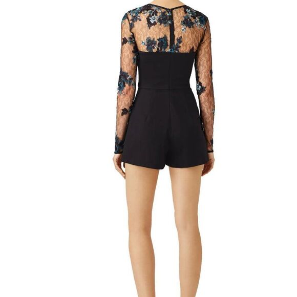 Amanda uprichard black romper with lace and embroidery -repaired size medium - Picture 2 of 11